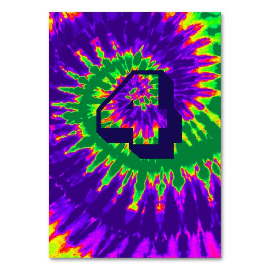 Paarse en Groene Spiraalvormige Tie Kleurstof Tafe Kaart (Achterkant)