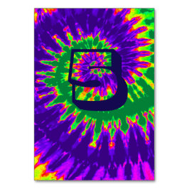 Paarse en Groene Spiral Tie Dye Trouwtafel Vijf Kaart