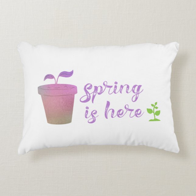  Paarse EN groene SPRING IS HIER Accent Kussen (Voorkant)