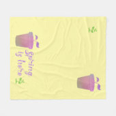  Paarse EN groene SPRING IS HIER Fleece Deken (Voorkant (Horizontaal))