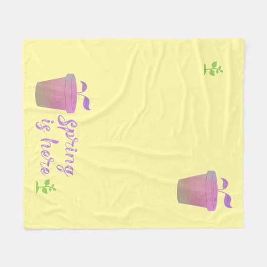 Paarse EN groene SPRING IS HIER Fleece Deken (Voorkant (Horizontaal))