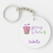  Paarse EN groene SPRING IS HIER Sleutelhanger (Voorkant)