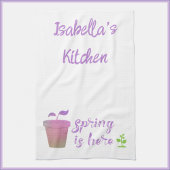 Paarse EN groene SPRING IS HIER Theedoek
