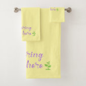  Paarse EN groene SPRING IS HIER Wasdoek Bad Handdoek (Insitu)