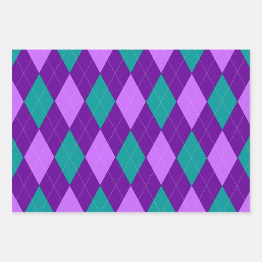 Paarse en groene stijlbladen inpakpapier vel (Voorkant 2)