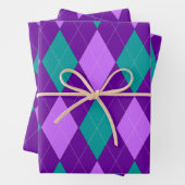 Paarse en groene stijlbladen inpakpapier vel (In situ)