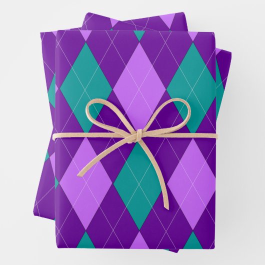 Paarse en groene stijlbladen inpakpapier vel (In situ)