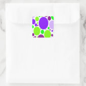 Paarse en groene stippen vierkante sticker (Tas)