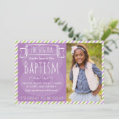 Paarse en groene streep LDS doopaankondiging Kaart (Staand voorkant)