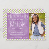 Paarse en groene streep LDS doopaankondiging Kaart (Voorkant / Achterkant)