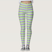 Paarse en groene strepen leggings (Voorkant)
