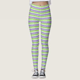 Paarse en groene strepen leggings