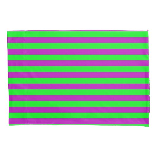 Paarse en groene strepen ontwerp kussensloop (Voorkant)