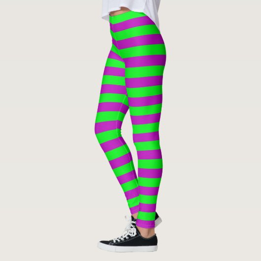 Paarse en groene strepen ontwerp leggings (Links)
