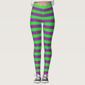 Paarse en groene strepen ontwerp leggings (Voorkant)