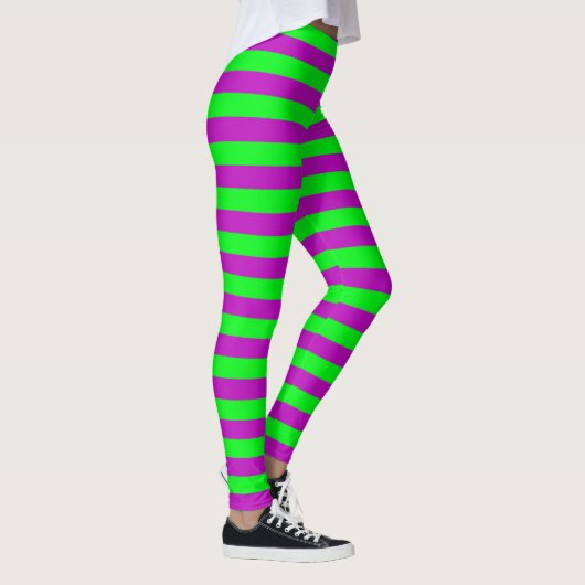 Paarse en groene strepen ontwerp leggings (Rechts)