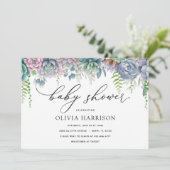 Paarse en Groene Succulente Baby shower Kaart (Staand voorkant)