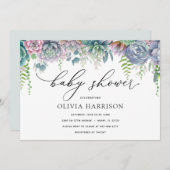 Paarse en Groene Succulente Baby shower Kaart (Voorkant / Achterkant)