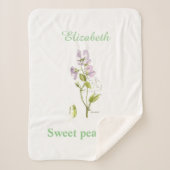 paarse en groene Sweet-Pea waterverf Flower baby Sherpa Deken (Voorkant)