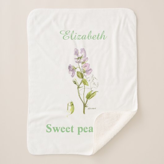 paarse en groene Sweet-Pea waterverf Flower baby Sherpa Deken (Voorkant)