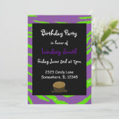 Paarse en groene tijgerstapes, uitnodiging (Staand voorkant)