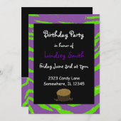 Paarse en groene tijgerstapes, uitnodiging (Voorkant / Achterkant)