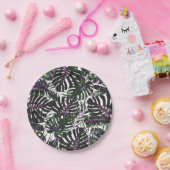 Paarse en groene tropische olievlekken papieren bordje (Feest)