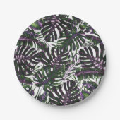 Paarse en groene tropische olievlekken papieren bordje (Voorkant)