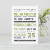 Paarse en groene typografie Weddenschap Kaart (Staand voorkant)