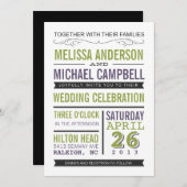 Paarse en groene typografie Weddenschap Kaart (Voorkant / Achterkant)