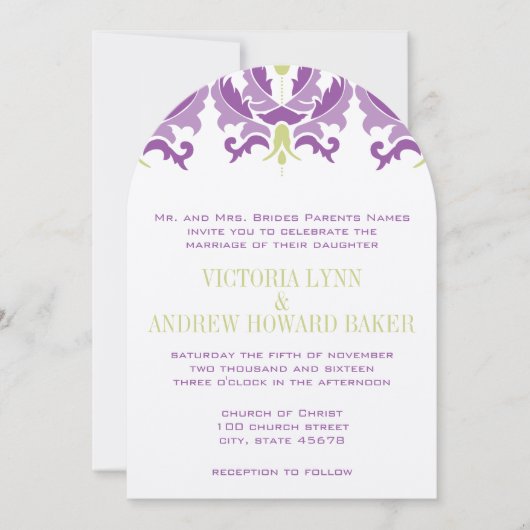 Paarse en groene uitnodiging tot weddenschappen (Voorkant)