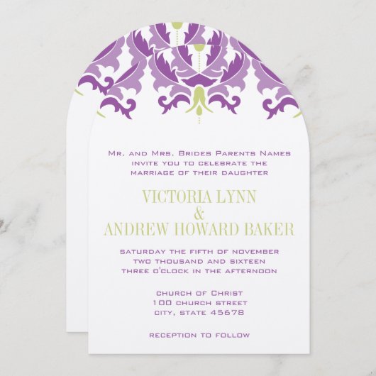 Paarse en groene uitnodiging tot weddenschappen (Voorkant / Achterkant)