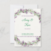Paarse en groene ventilator Wreath Wedding Invitat Kaart (Voorkant)