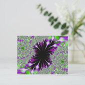 paarse en groene veren fractaal briefkaart (Staand voorkant)