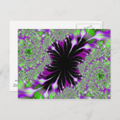 paarse en groene veren fractaal briefkaart (Voorkant / Achterkant)