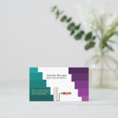 Paarse en groene verfschilder voor thuisverf visitekaartje (Staand voorkant)