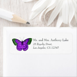 Paarse en groene vlinder etiket