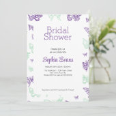 Paarse en groene vlinders wit Vrijgezellenfeest Kaart (Staand voorkant)