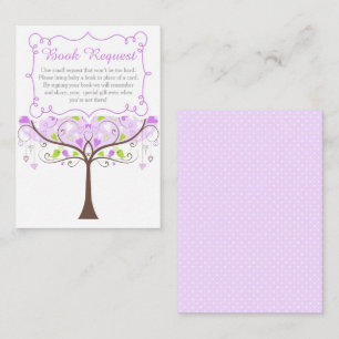Paarse en Groene Vogel Baby Shower Boek Verzoek Informatiekaartje