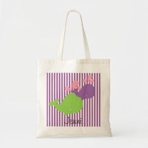 Paarse en groene walvissen op Stripe Custom Bag Tote Bag