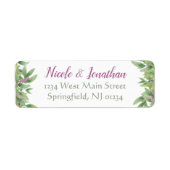 Paarse en groene Waterverf achterlaat - Retouradre Etiket (Voorkant)