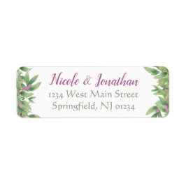 Paarse en groene Waterverf achterlaat - Retouradre Etiket