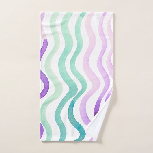 Paarse en groene waterverf bad handdoek (Handdoek)