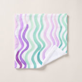 Paarse en groene waterverf bad handdoek (Wasdoekje)