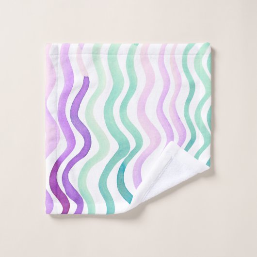 Paarse en groene waterverf bad handdoek (Wasdoekje)