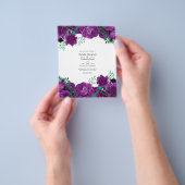Paarse en groene waterverf bloem bruiloftsinvitati flyer (Hand)