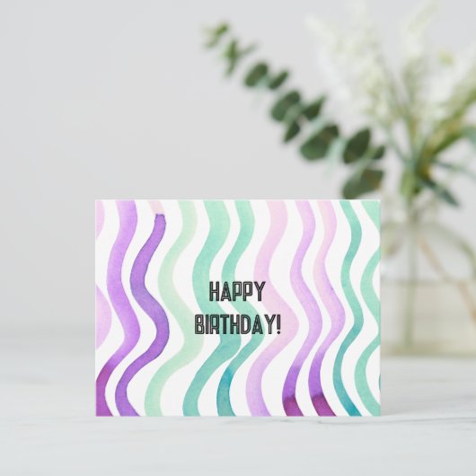 Paarse en groene waterverf briefkaart (Staand voorkant)