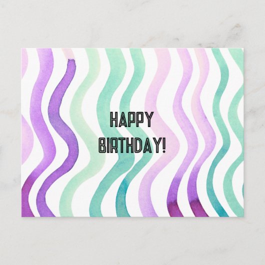 Paarse en groene waterverf briefkaart (Voorkant)