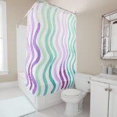 Paarse en groene waterverf douchegordijn (In situ)