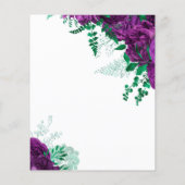 Paarse en groene Waterverf Floral Wedding Invite Flyer (Achterkant)